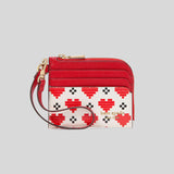 KATE SPADE Devin Pixel Hearts Coin Card Case Wristlet Cream Multi KJ869