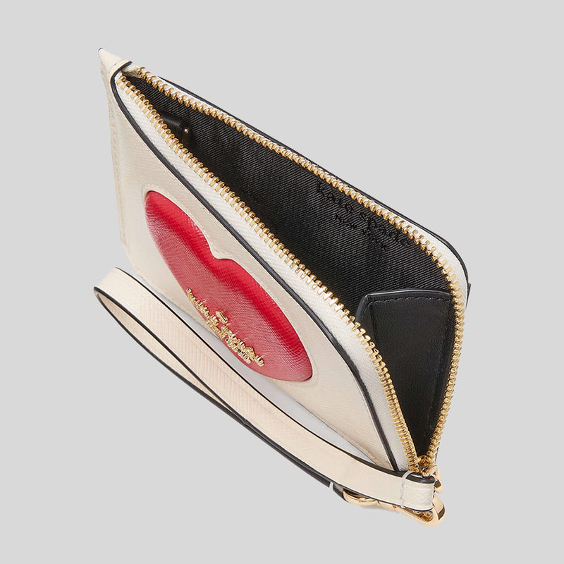 KATE SPADE Madison Puffy Heart Small Card Holder Wristlet Meringue Multi KK190