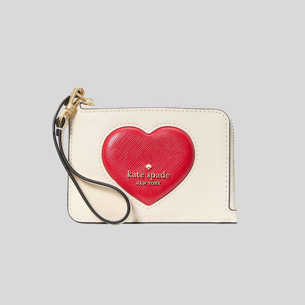 KATE SPADE Madison Puffy Heart Small Card Holder Wristlet Meringue Multi KK190