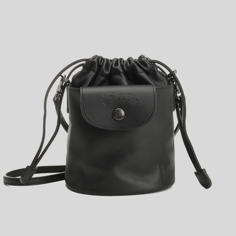LONGCHAMP Le Pliage Extra XS Leather Bucket Bag Black 10317987 lussocitta lusso citta