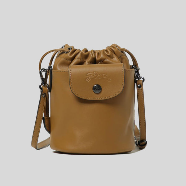 LONGCHAMP Le Pliage Extra XS Leather Bucket Bag Tabac 10317987 lussocitta luso citta