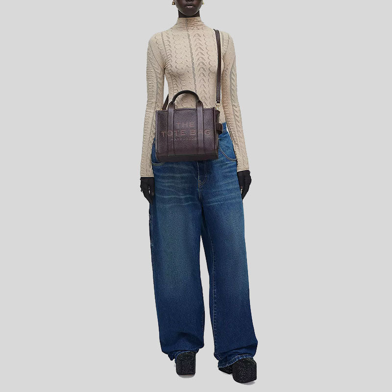 MARC JACOBS Leather The Tote Small Traveler Tote Bag Ganache H009L01SP21