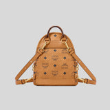 MCM Stark Side Studs Bebe Boo Backpack in Visetos Cognac MMKDSVE11CO001