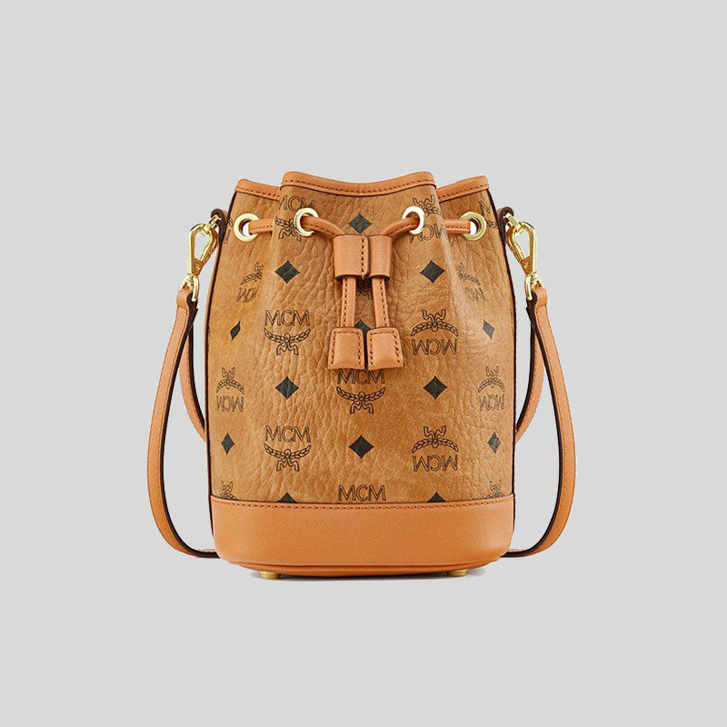 MCM Dessau Drawstring Bag In Visetos Cognac MWDCSDU03CO001 lussocitta lusso citta