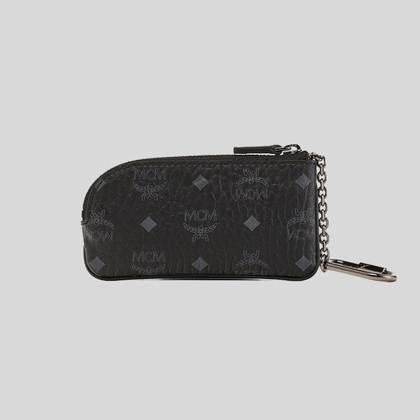 MCM Aren Key Pouch in Visetos Black MXKDSTA01BK001