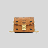 MCM Tracy Chain Card Wallet in Visetos Cognac MYADAXT01CO001 lussocitta lusso citta