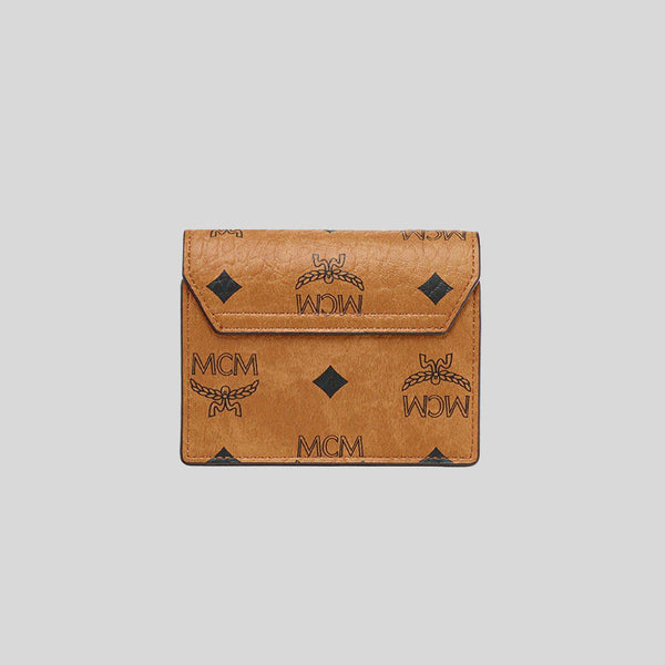 MCM Tracy Chain Card Wallet in Visetos Cognac MYADAXT01CO001