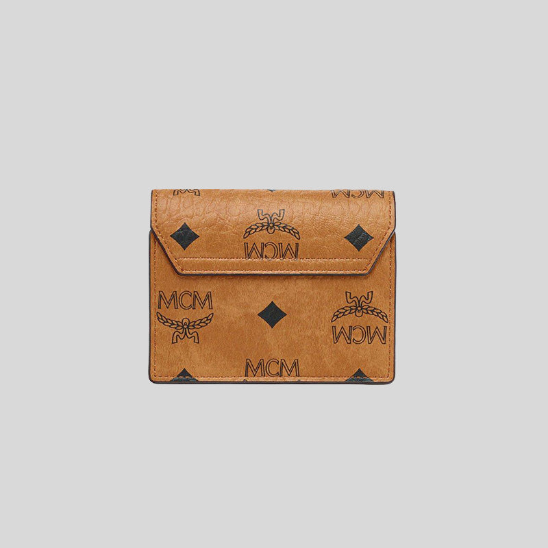 MCM Tracy Chain Card Wallet in Visetos Cognac MYADAXT01CO001