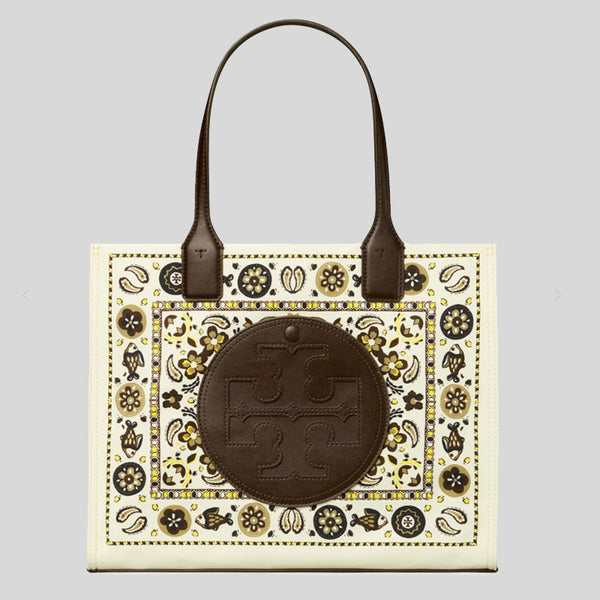 TORY BURCH Small Ella Printed Tote Bag New Ivory 146986 lussocitta lusso citta