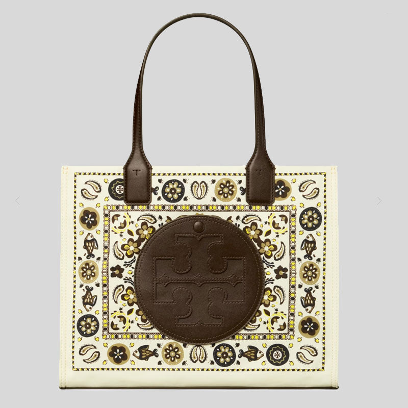 TORY BURCH Small Ella Printed Tote Bag New Ivory 146986 lussocitta lusso citta