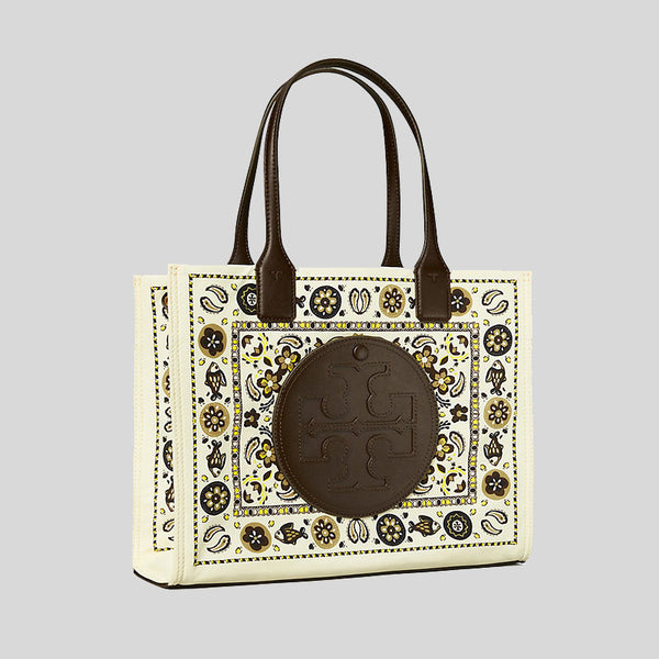 TORY BURCH Small Ella Printed Tote Bag New Ivory 146968