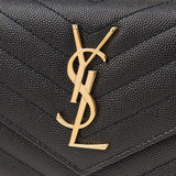 SAINT LAURENT YSL Cassandre Matelasse Large Flap Wallet In Grain De Poudre Embossed Leather Black 372264BOW01
