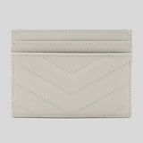 SAINT LAURENT YSL Cassandre Matelasse Card Case In Grain De Poudre Embossed Leather Crema Soft 423291