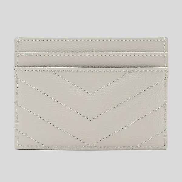 SAINT LAURENT YSL Cassandre Matelasse Card Case In Grain De Poudre Embossed Leather Crema Soft 423291