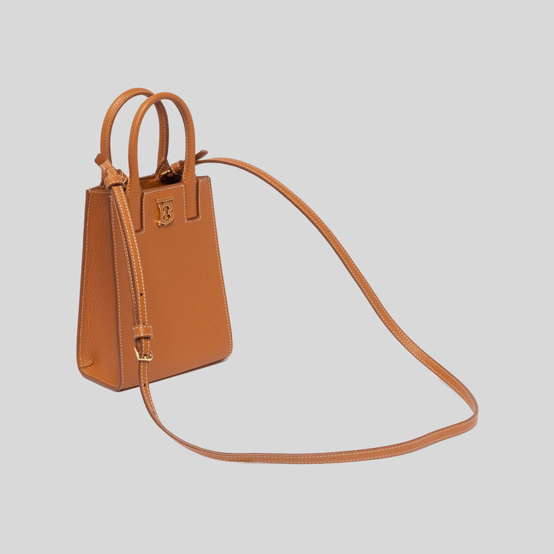 BURBERRY Grainy Leather Micro Frances Tote Warm Russet 80627021