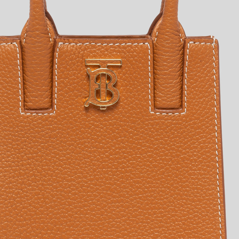 BURBERRY Grainy Leather Micro Frances Tote Warm Russet 80627021