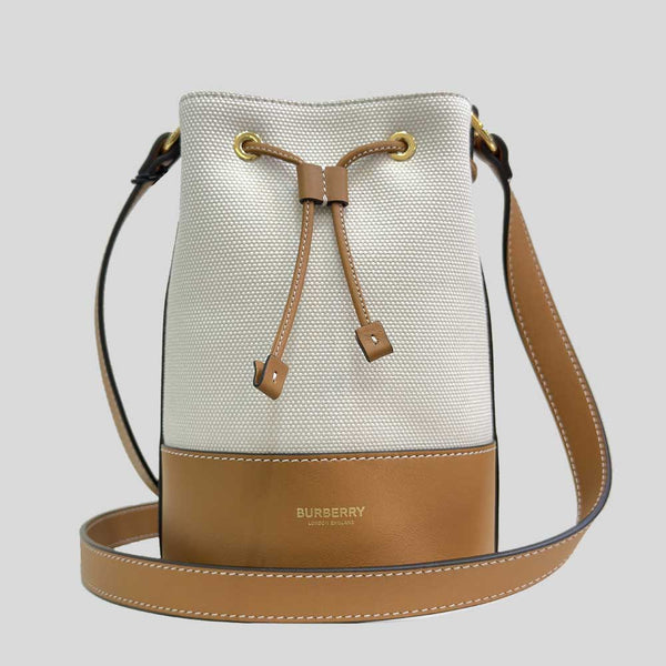 BURBERRY Small Bucket Bag Natural Russet Brown 80846141 lussocitta lusso citta