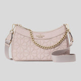 KATE SPADE Spade Flower Quilted Fabric Convertible Crossbody Bag Cozy Grey KK077