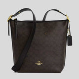 COACH Val Duffle Bag In Signature Canvas Walnut/Black CAB12