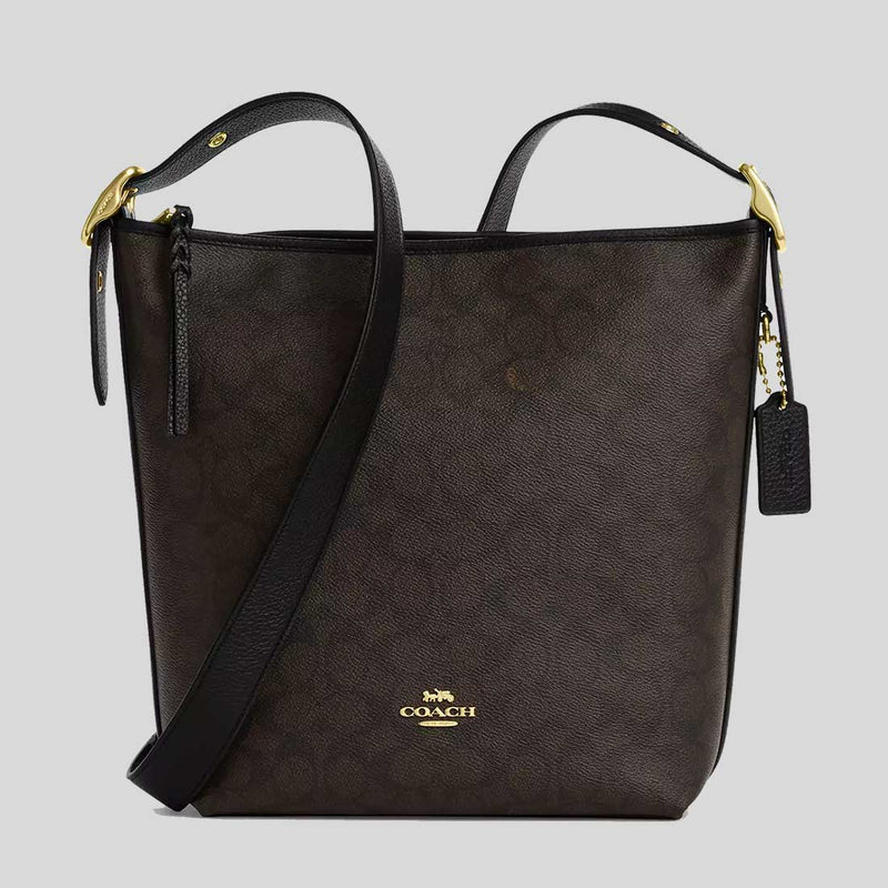 COACH Val Duffle Bag In Signature Canvas Walnut/Black CAB12