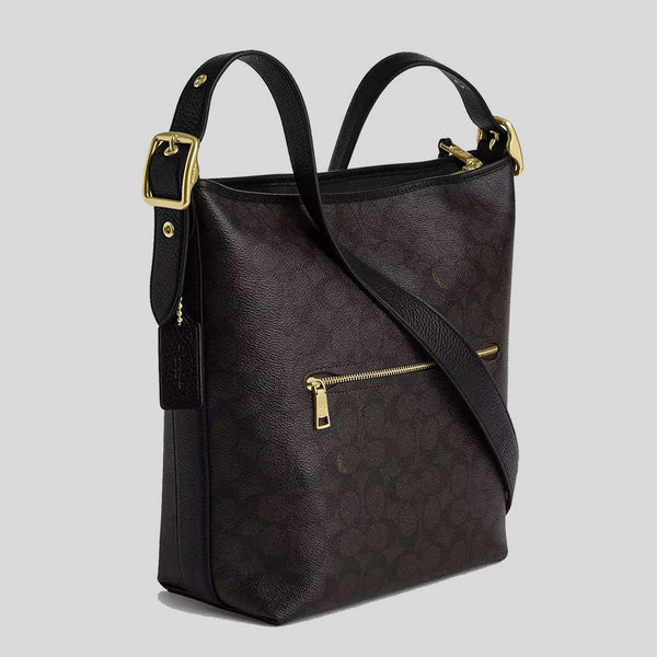 COACH Val Duffle Bag In Signature Canvas Walnut/Black CAB12