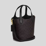 COACH Hanna Bucket Bag In Signature Canvas Walnut/Black CAF16