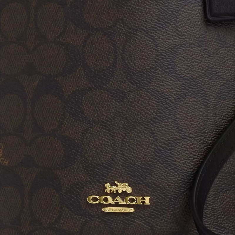 COACH Hanna Bucket Bag In Signature Canvas Walnut/Black CAF16