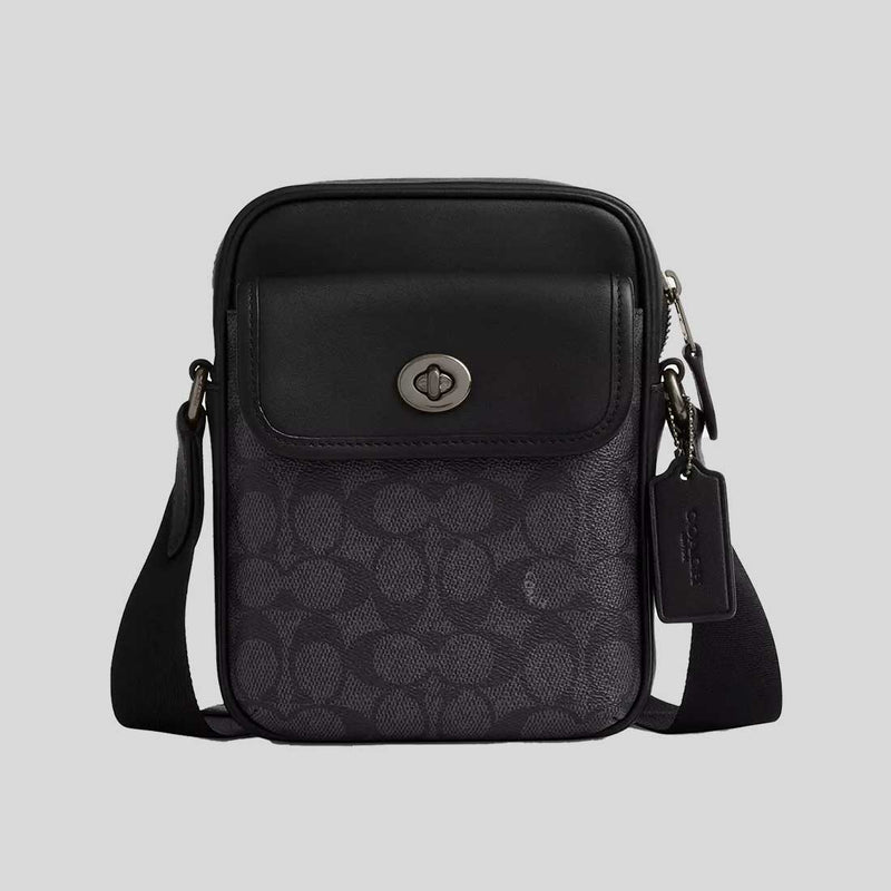 COACH Turnlock Crossbody Bag In Signature Canvas Charcoal/Black CAJ30