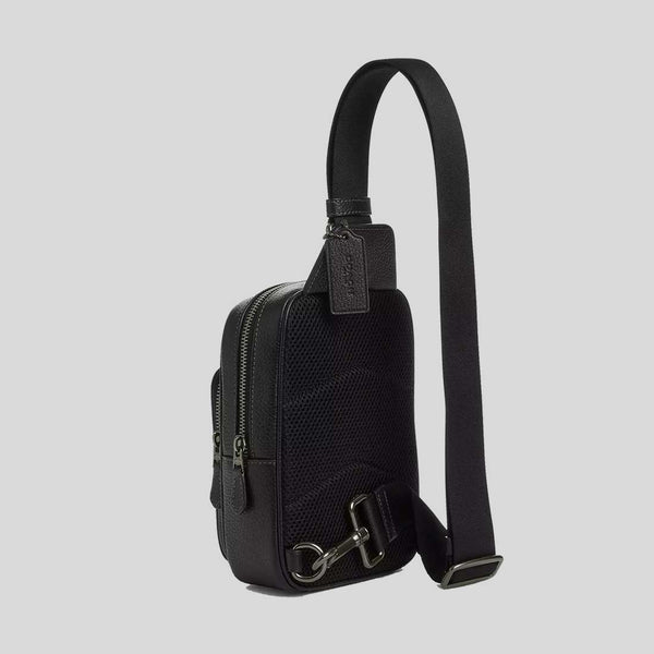COACH Racer Sling Pack With Varsity Motif Black/Chalk CAJ39