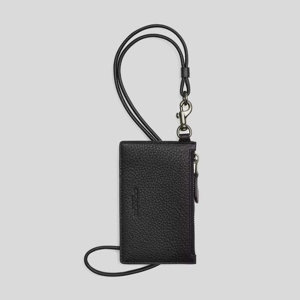 COACH Zip Lanyard Card Case Black CAJ45