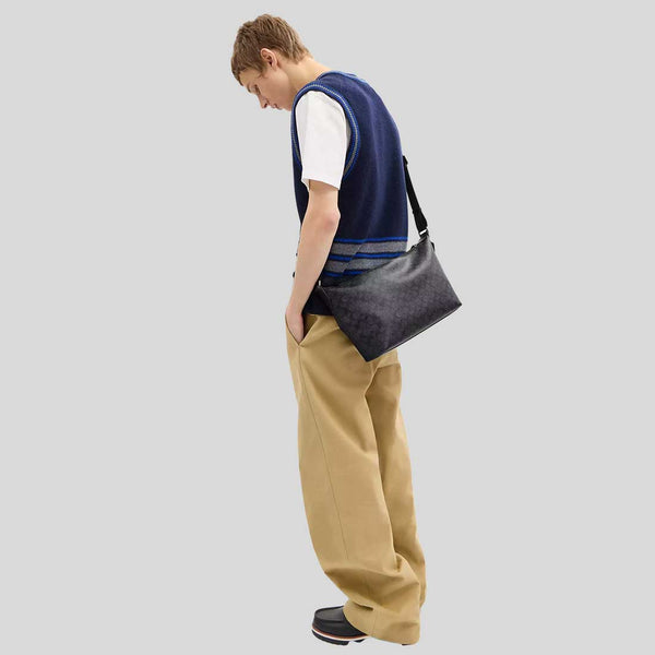 COACH Finn Crossbody Bag In Signature Canvas Charcoal/Black CAJ91