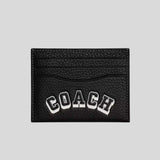 COACH Slim ID Card Case With Varsity Motif Black/Chalk CAK21