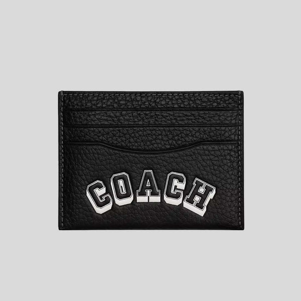COACH Slim ID Card Case With Varsity Motif Black/Chalk CAK21