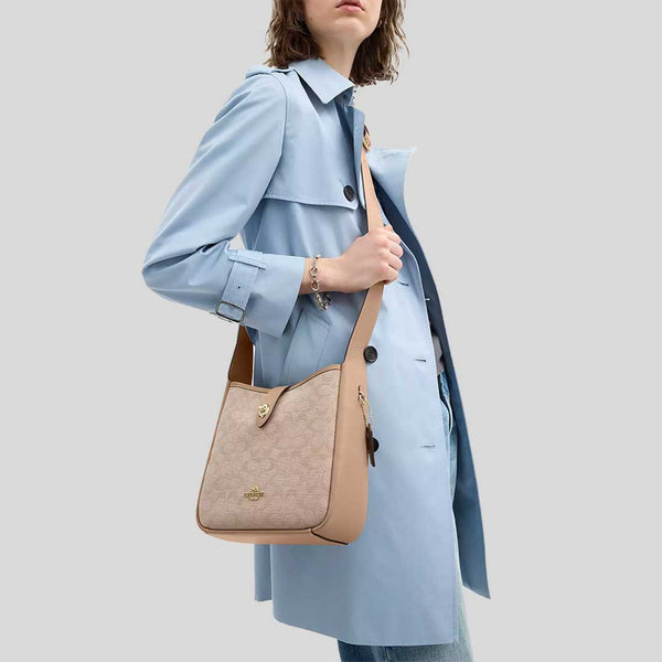 COACH Hadley Convertible Crossbody Bag With Signature Canvas Dark Natural Multi CAK50