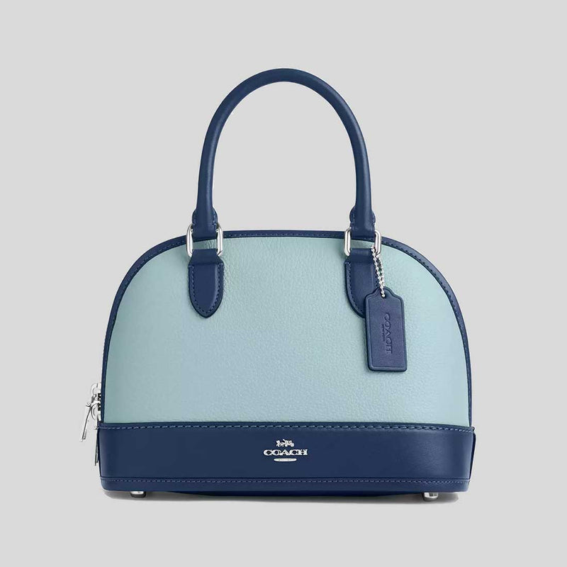 COACH Sabrina Satchel Bag In Colorblock Light Blue/Deep Blue CAM56
