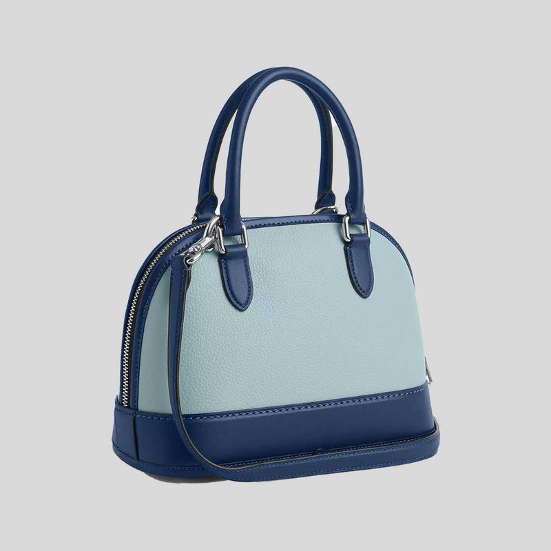 COACH Sabrina Satchel Bag In Colorblock Light Blue/Deep Blue CAM56