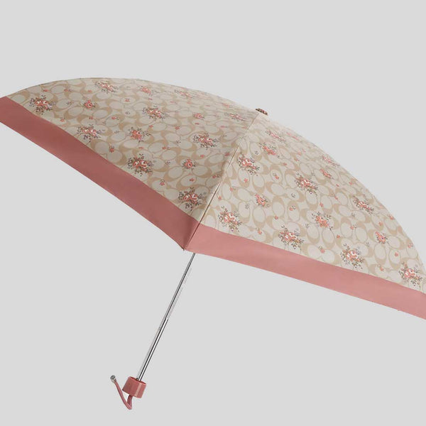 COACH Uv Protection Mini Umbrella In Floral Print Silver/Sand Multi CAQ30