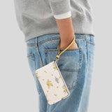 COACH Corner Zip Wristlet With Floral Print Chalk Multi CAQ58