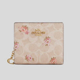 COACH Snap Wallet In Signature Canvas With Floral Print Sand Multi CAR14