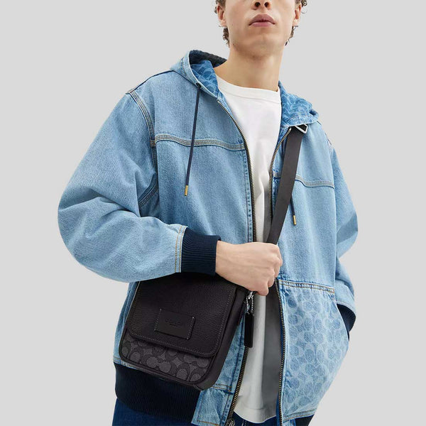 COACH Lucas Crossbody Bag In Signature Jacquard Charcoal/Black CAT13