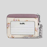 COACH Zip Card Case With Floral Print Chalk Multi CAU43