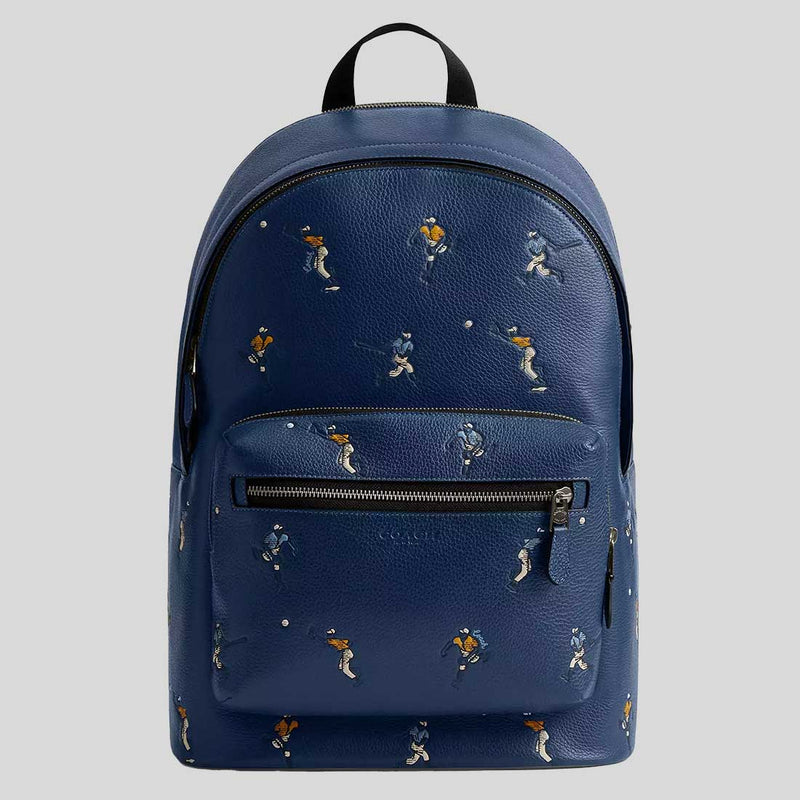COACH West Backpack With Baseball Print Deep Blue Multi CAX47