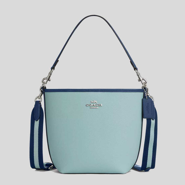 COACH City Bucket Bag In Colorblock Light Blue/Deep Blue CBA54