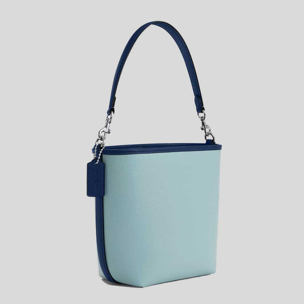 COACH City Bucket Bag In Colorblock Light Blue/Deep Blue CBA54