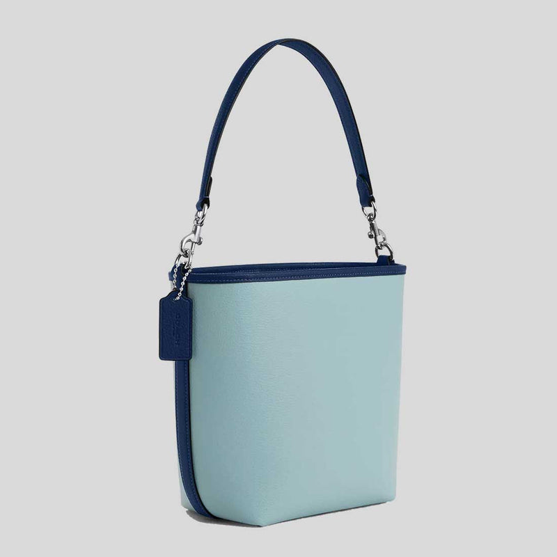 COACH City Bucket Bag In Colorblock Light Blue/Deep Blue CBA54