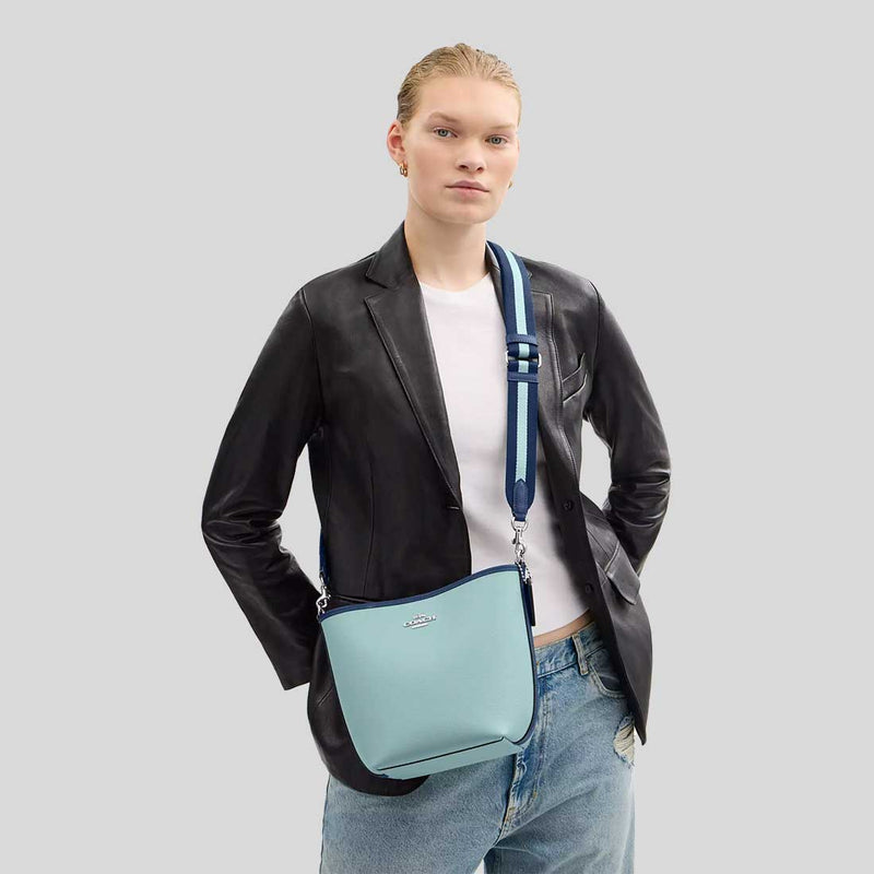 COACH City Bucket Bag In Colorblock Light Blue/Deep Blue CBA54