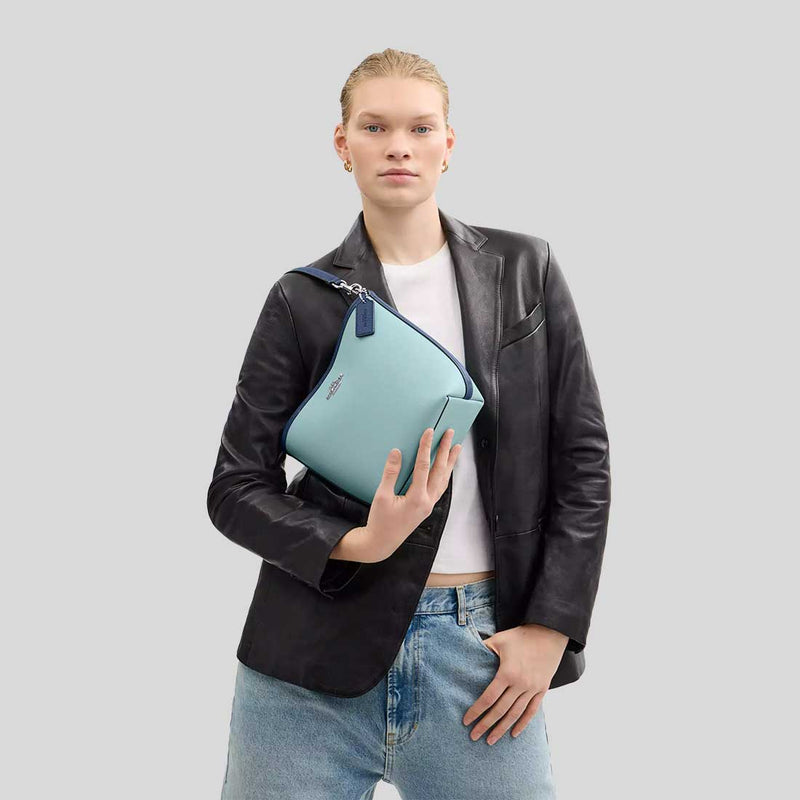 COACH City Bucket Bag In Colorblock Light Blue/Deep Blue CBA54