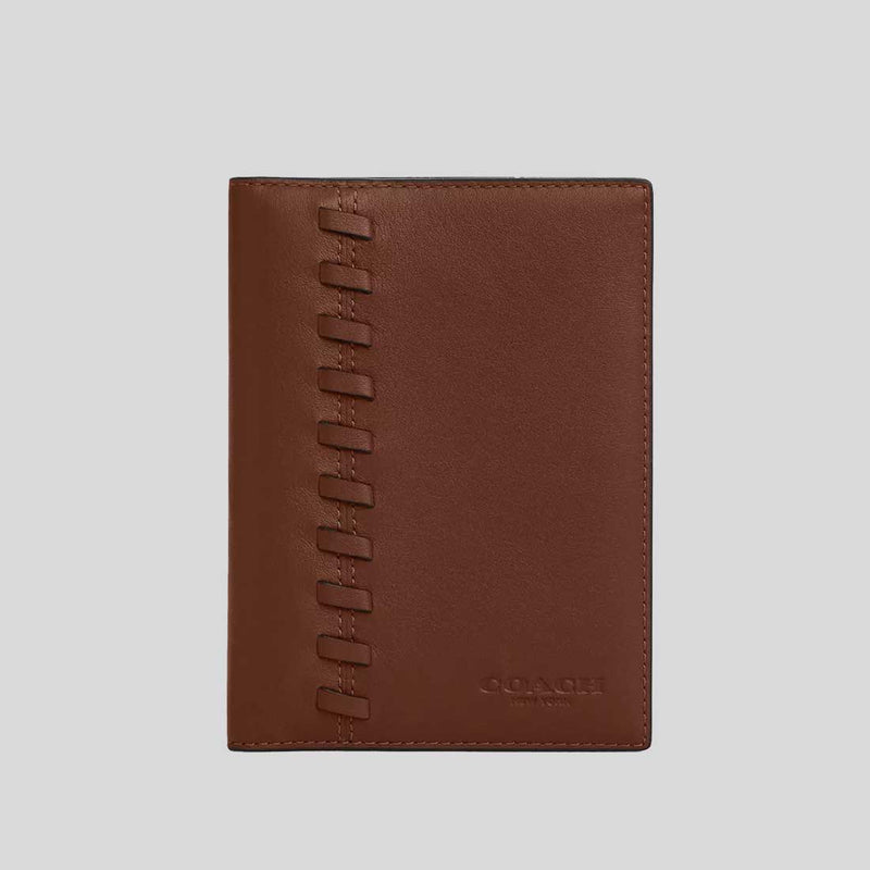 COACH Passport Card Case With Whipstitch Saddle CBE02