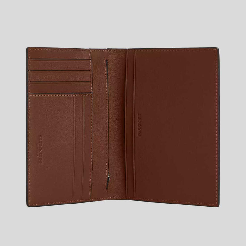 COACH Passport Card Case With Whipstitch Saddle CBE02