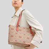 COACH Gallery Tote Bag In Signature Canvas With Floral Print Sand Multi CBF10
